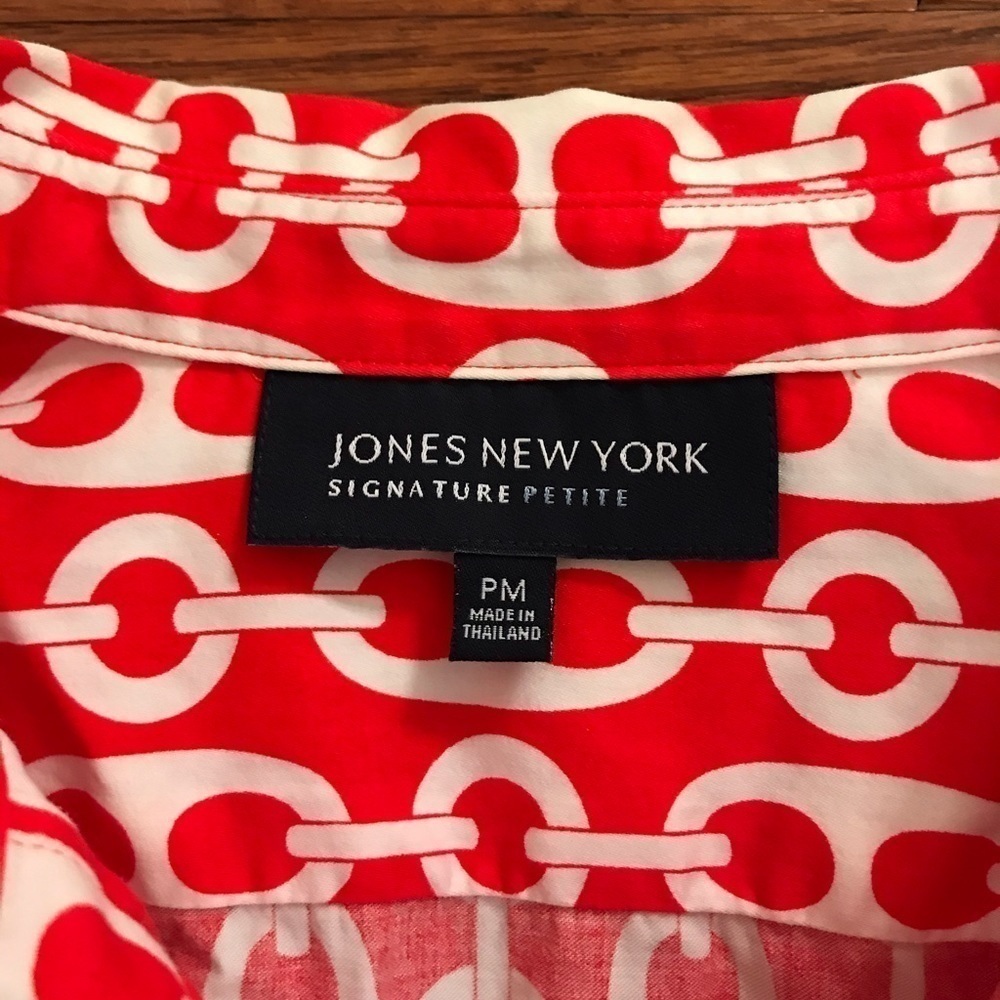 JONES NEW YORK CHAIN LINK RED BLOUSE SIZE PM - Picture 5 of 6
